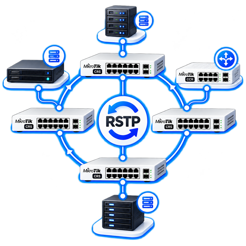 Redundant Ring Network - MikroTik CRS & RSTP project image