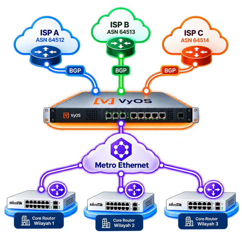 BGP ISP Multi-Homing & Metro Ethernet Distribution (VyOS) project image