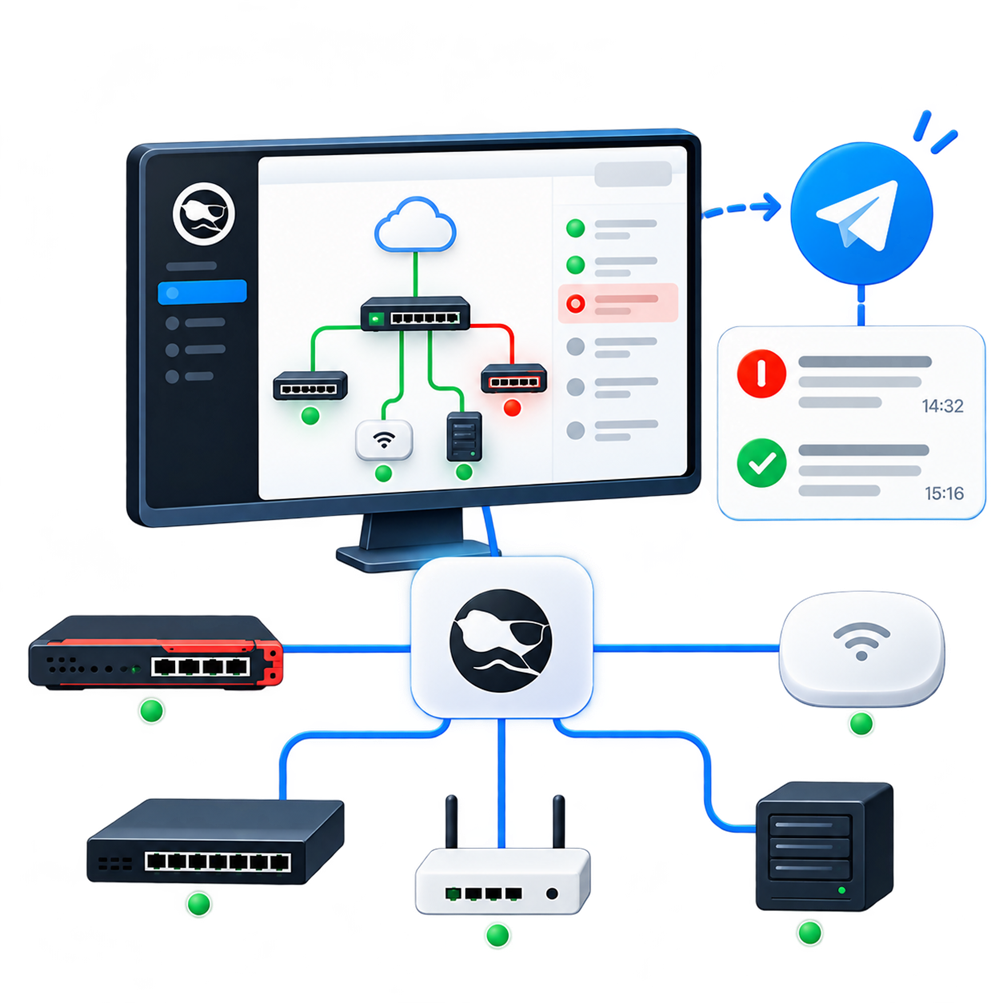 Network Topology Monitoring - The Dude & Telegram Bot project image